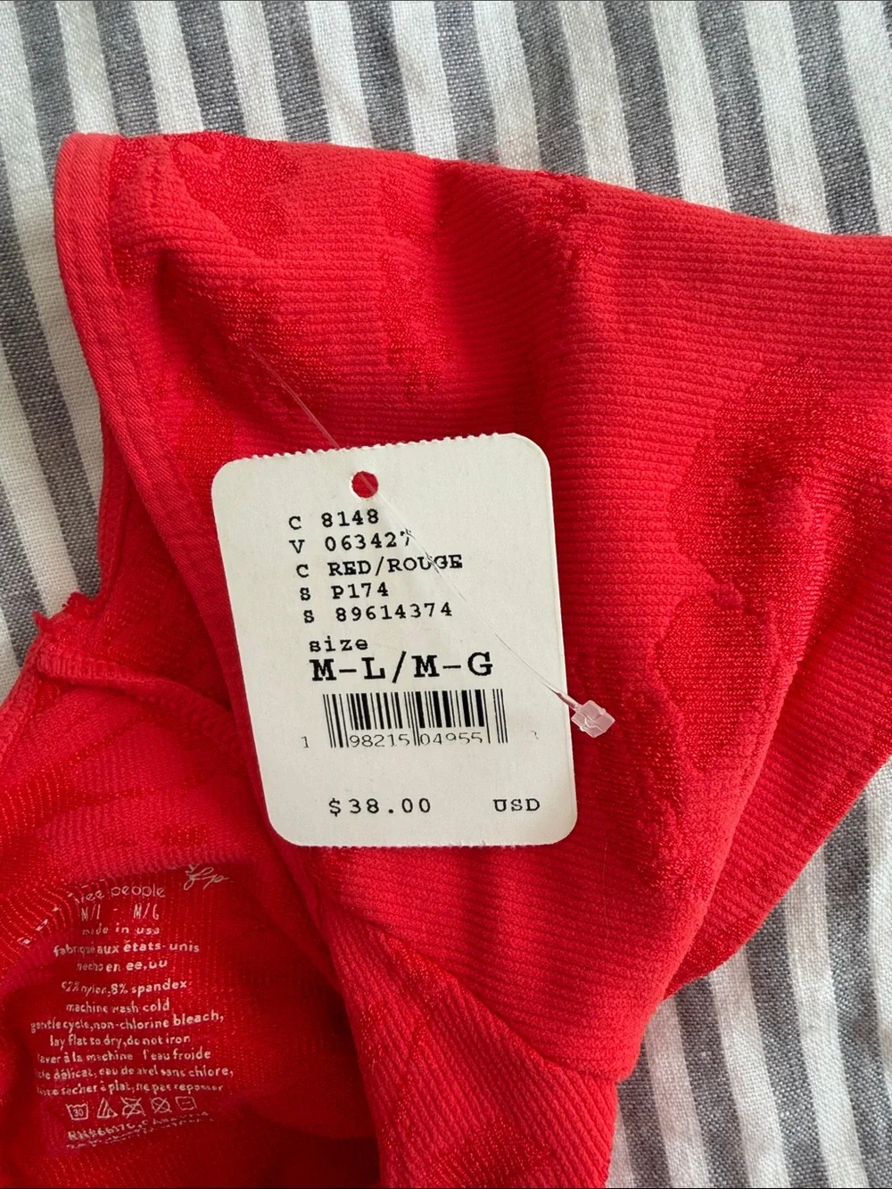 Free People Red Ruched Scoop Neck Crop Top